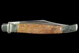 Pocketknife With Fossil Dinosaur Bone (Gembone) Inlays #127558-2